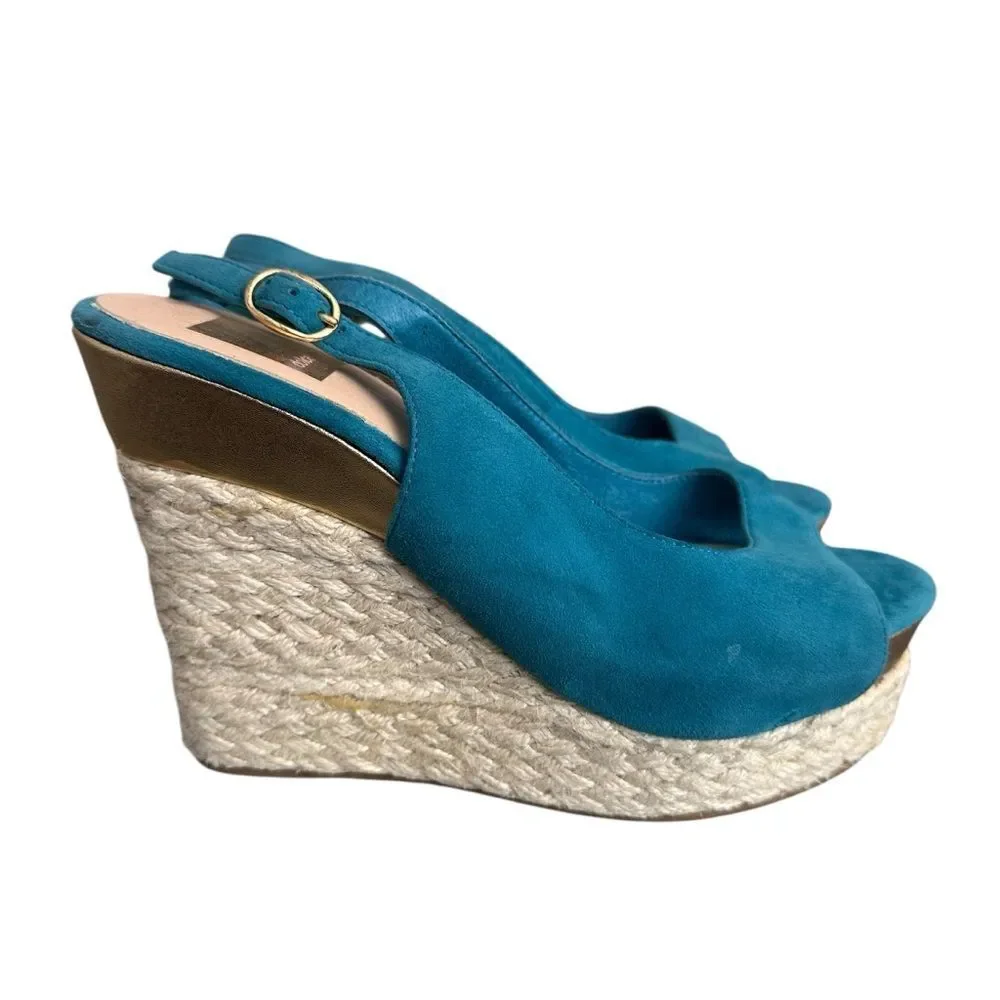 Dolce Vita Teal Suede Wedge Sandals Size 6